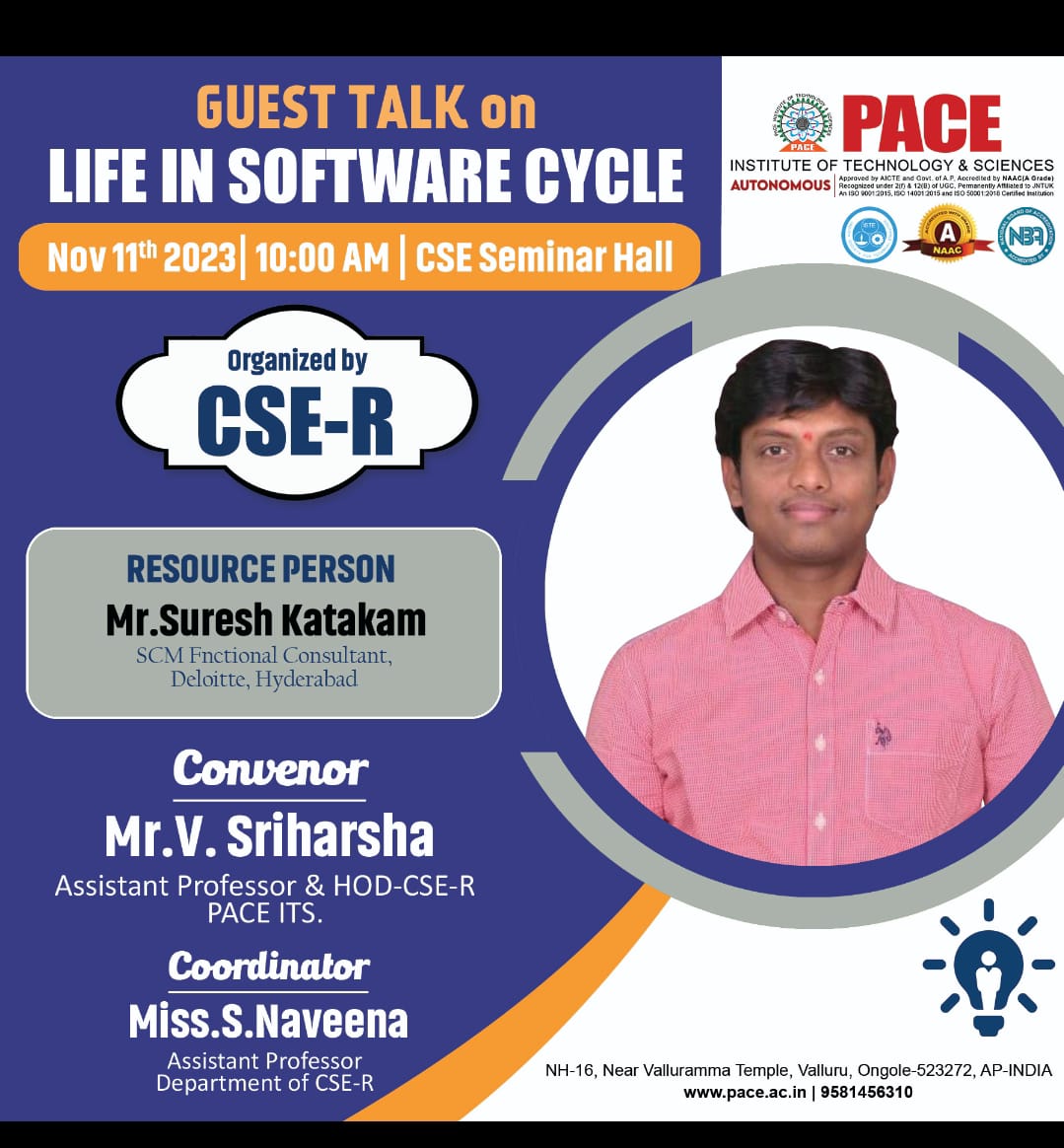Dept of CSE-R organized a virtual guest talk on "Life in Software Cycle"