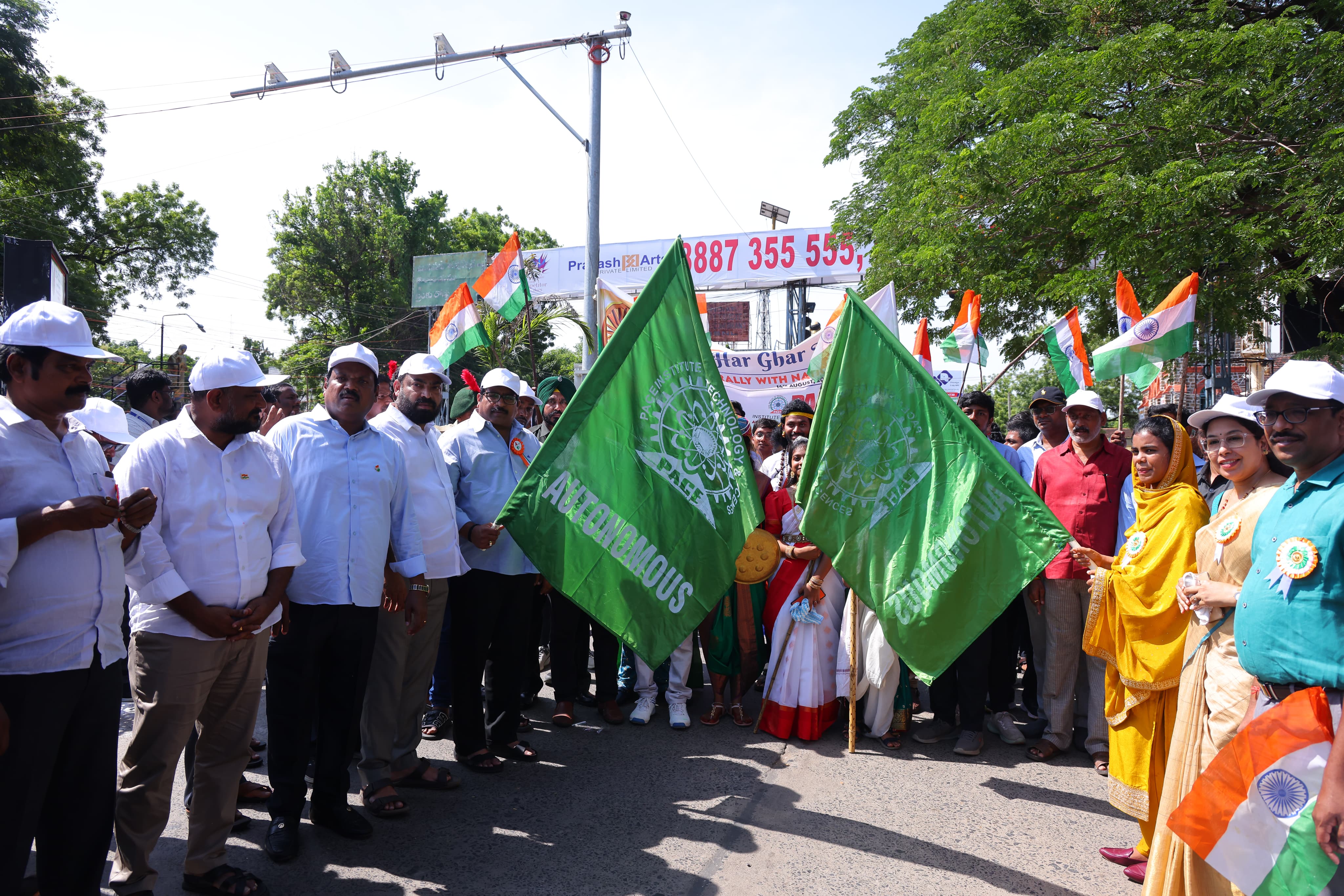 PACE ITS 700 ft flag rally from Prakasam bhavan to Mini stadium.